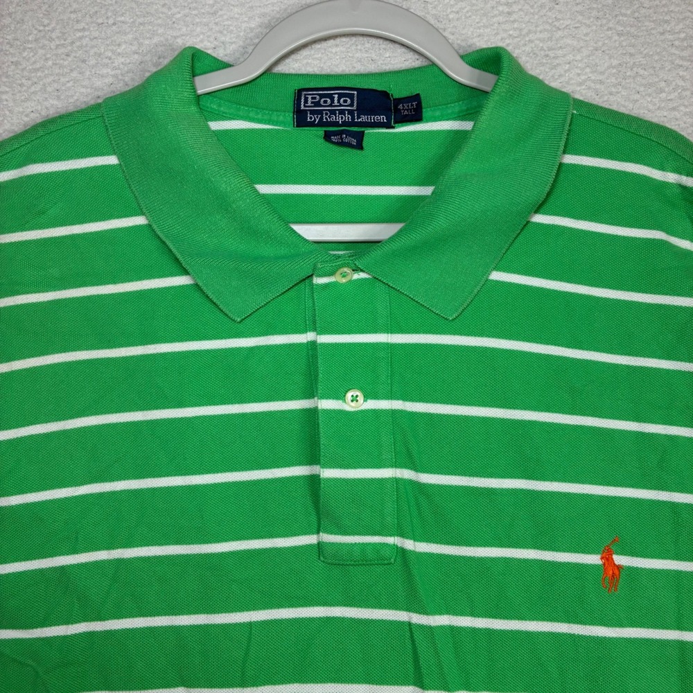 Polo Ralph Lauren Polo Shirt Men 4XLT Green Striped Short Sleeve Casual Tall